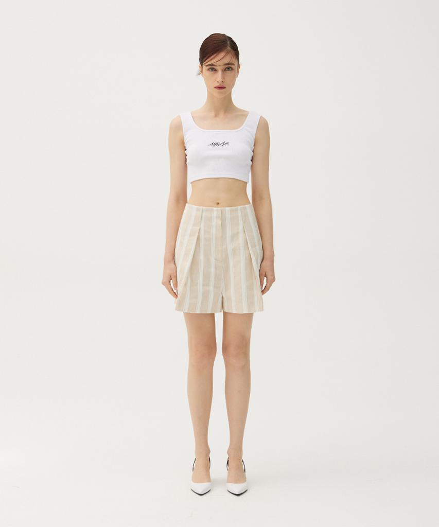 Meuameu Linen Pin Tuck Shorts
