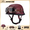 Vintage Black Retro Helmet Summer Breathable Sun Protection Lightweight Helmet Leather High Quality DOT Approved
