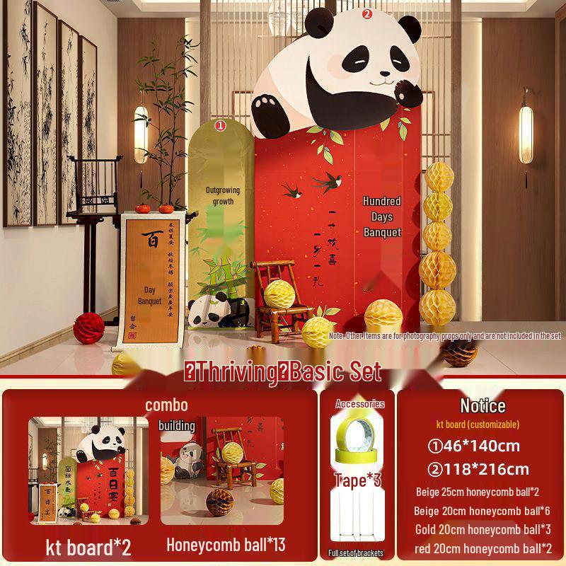 Chinese Dragon Baby 100 Days Birthday Decoration - Girl s KT Background Wall Scene