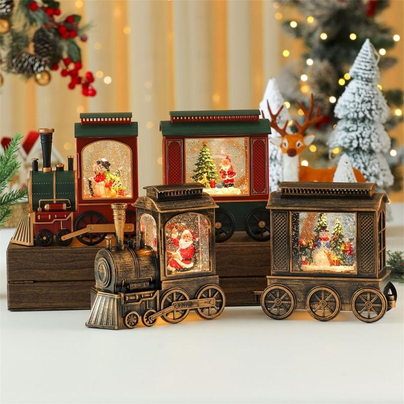 Mit Wasser gefüllter Weihnachtszug Anhänger Musikalisch Leuchtend Weihnachts-Lokomotive Dekoration Für Kinderzimmer