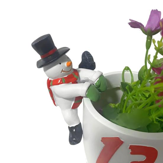 Miniaturní figurka Santa Clause, květináč, dekorace, soška Santa Clause, sněhulák, květináč, popínavá rostlina, vtipná vánoční ozdoba na květináč, venkovní zahrada, dvorní dekorace