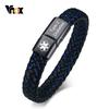 Vnox Bracciale ID Medico Personalizzato da Uomo Braccialetto in Pelle Intrecciata con Chiusura Diabete BPCO Alzheimer Gioielli Personalizzati