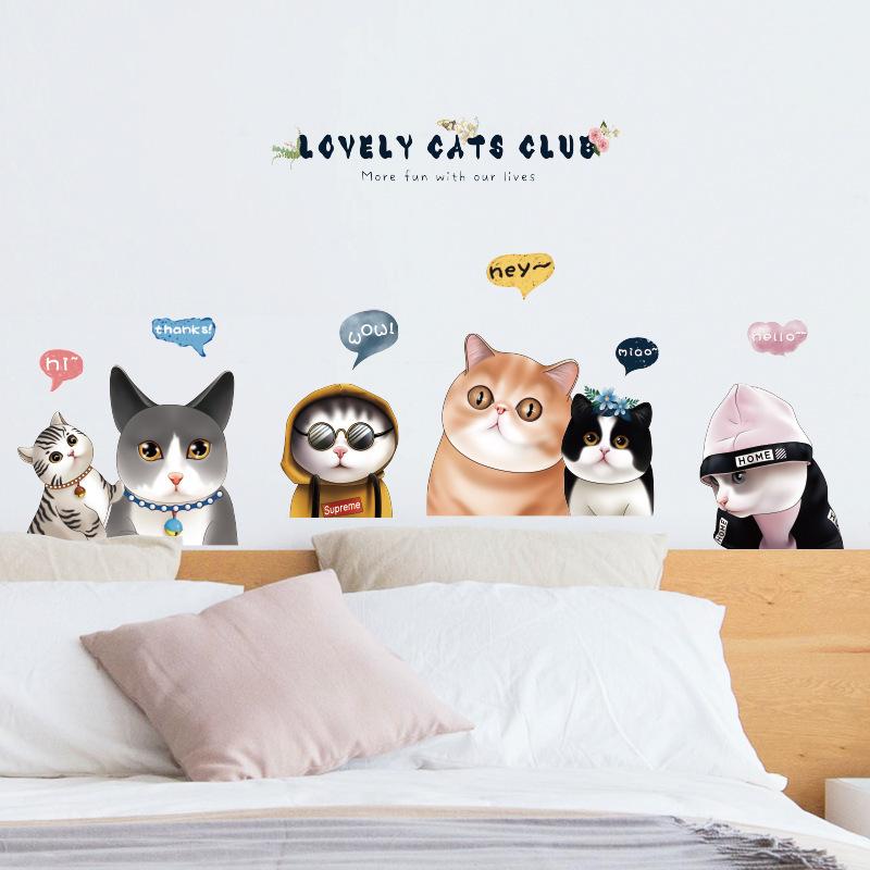 Cute Cat Stickers for Wall Decor Removable Cat Vinyl Wall Decals for Bedroom Living Room Kitchen Cabinet TV Nursery Pet Shop
