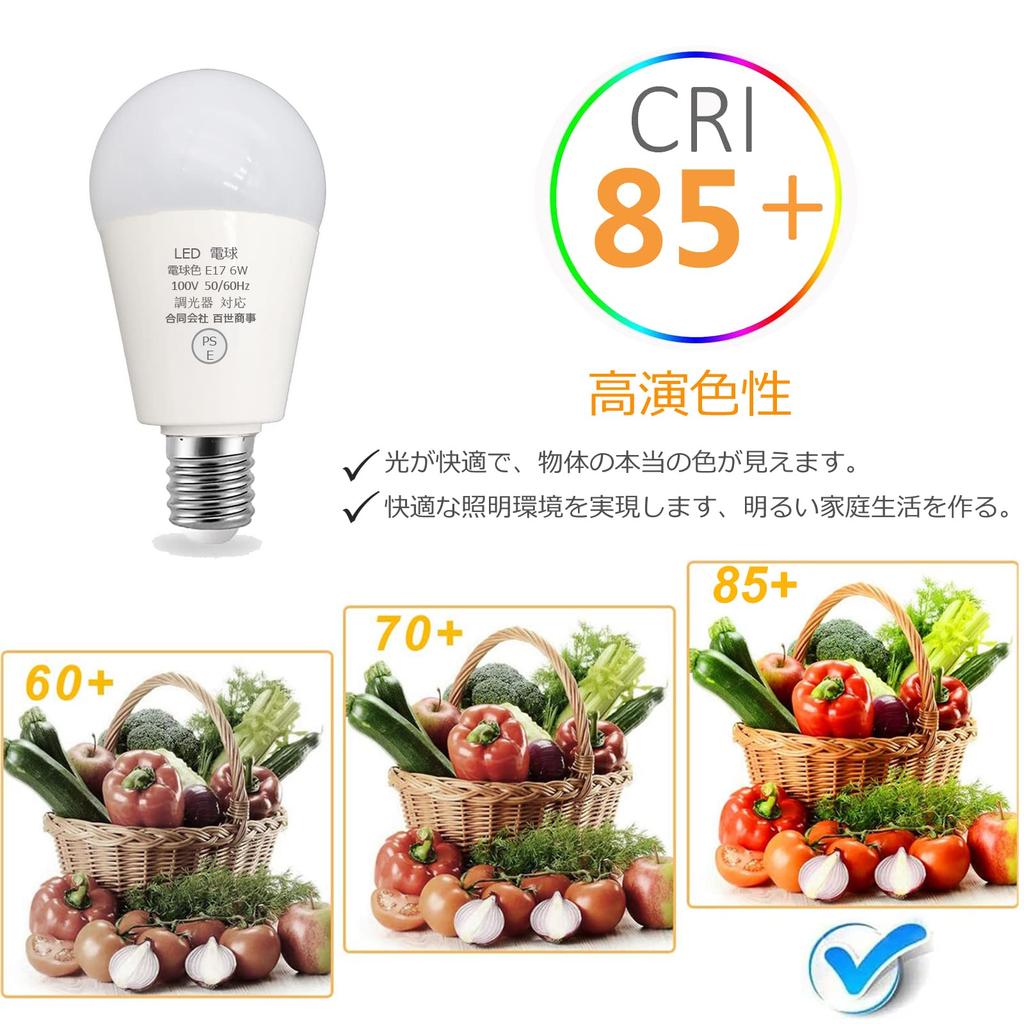 HXWY 6W E17 LED Bulb, E17 Base, Dimmable, Equivalent to 60W Incandescent Bulb, Energy Saving, High Brightness, Wide Beam Angle, 700LM, 100V, PSE