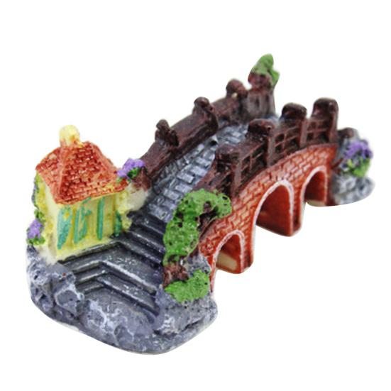 Three-eye Bridge Mini Aquarium Decoration Figurine Simulation Bridge for Fish Tank Home Decor
