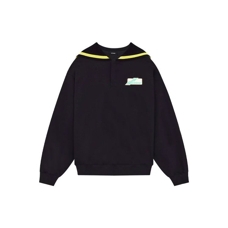 WE11DONE Sweatshirt Blocs de Couleur Logo SS22 Sweatshirt Unisexe Noir WD-TS1-22-615-U-BK