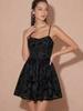Sommer Frühling Mode Elegantes Neckholder Kleid Importierte Damenbekleidung Schwarzer Spitzen-Midirock