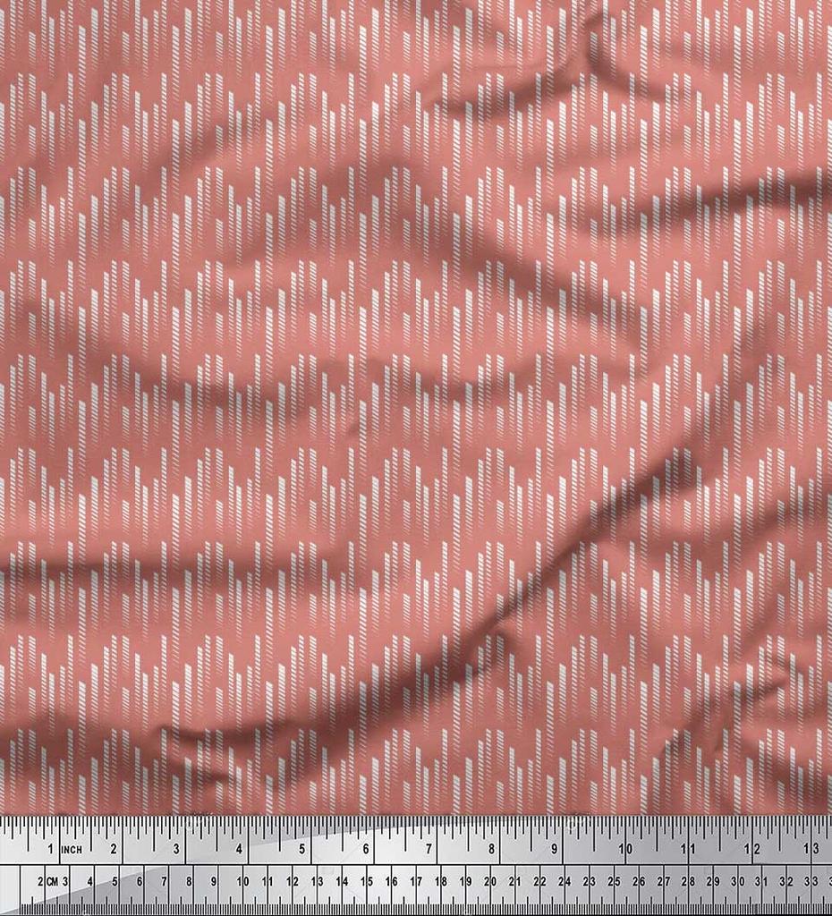Soimoi Japan Crepe Satin Fabric Diagonal Line Small Print Fabric by Metre 42 Inch