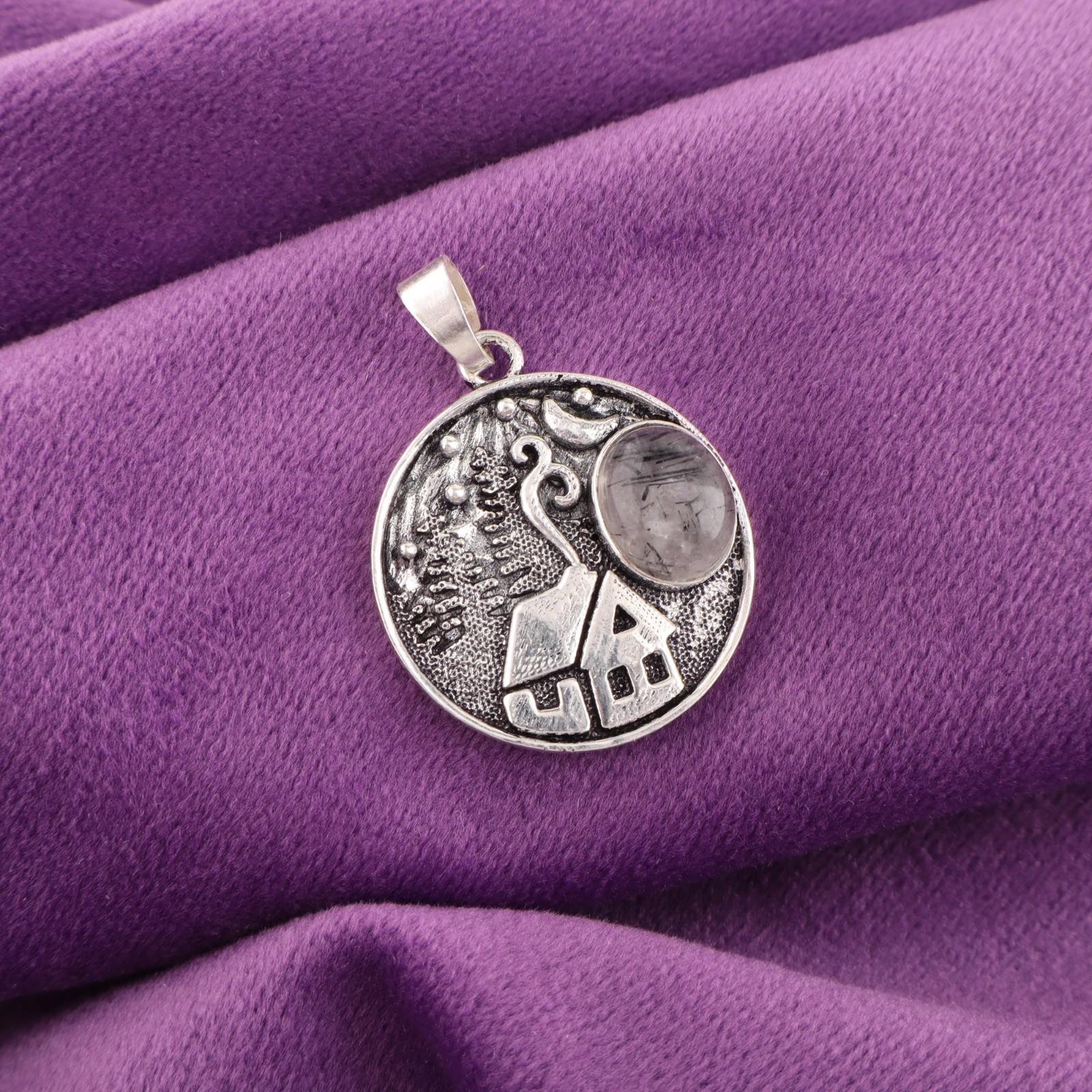 

Натуральный камень Рутил Черный 925 стерлинговое серебро Ювелирная подвеска 1,29 Для нее CP-39-28