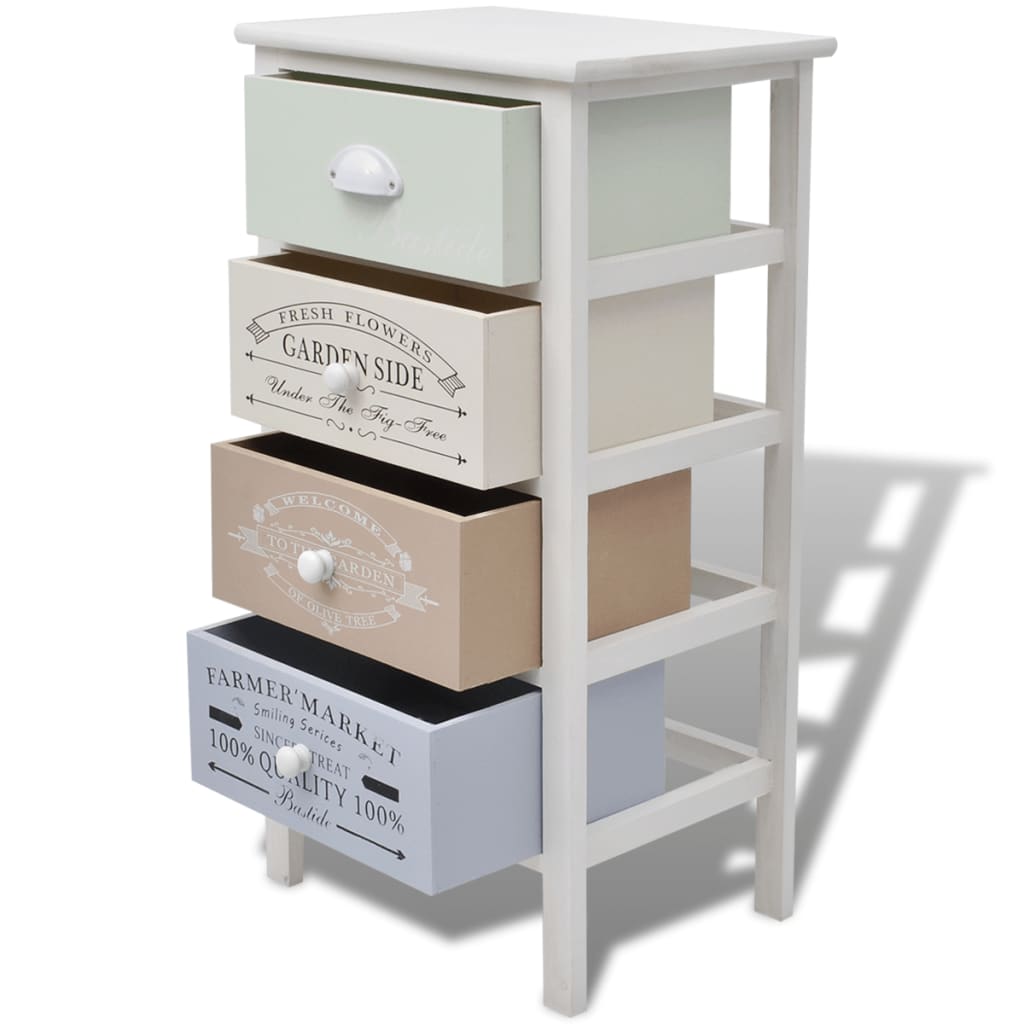 Vidaxl French Cabinet with 4 Drawers, Wooden
