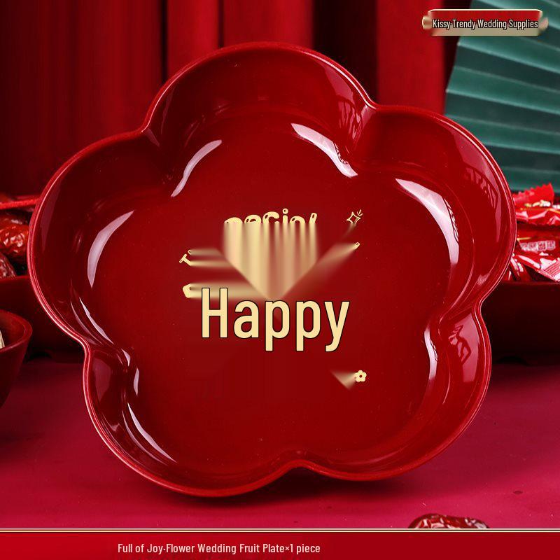 Набор подносов для фруктов и конфет на свадьбу: Элегантная красная тарелка для журнального столика и декора комнаты