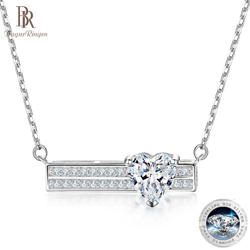 Bague Ringen Heart Shaped Moissanite Pendant Necklace 925 Sterling Silver Love Necklace Female Wedding Party Fine Jewerly Gift Wholesale
