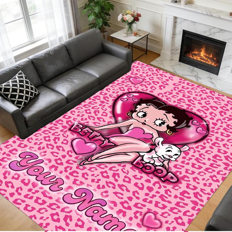 Crystal Velvet Rug Custom Name Text, Soft Non Slip Floor Mat Home DecorBetty Boop