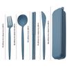 4Pcs Portable Utensils Healthy Eco-Friendly Wheat Straw Cutlery Reusable Chopstick Fork Knife Spoon Set