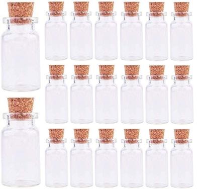 Fogman Small Glass Cork Mini Bottles, 22mm Diameter, 40mm Height (Pack of 20) (Clear)