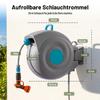 30m Automatic Garden Hose Reel Wall-Mounted, 9-Way Spray Gun, UV-Resistant, Frost-Resistant, 180° Swiveling – incl. Wall Bracket & Mounting Material