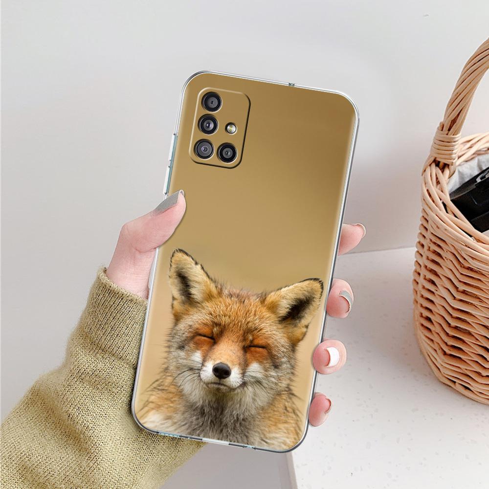 Cute cartoon animal fox Phone Case For Samsung Galaxy A51 A71 A21S A12 A11 A31 A41 A52 A32 5G A72 A01 A50 A70 Soft Clear Cover