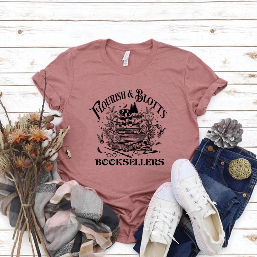 Футболки Flourish Blotts Wizard Book Shop Футболка Magic Wizard Винтажная футболка с коротким рукавом Женская футболка HP Вдохновленная книжная футболка S