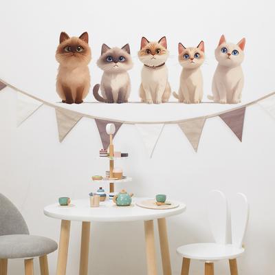 Niedliche Kätzchen Kombination Schlafzimmer Wohnzimmer Zuhause Hintergrund Verschönerung Wandaufkleber