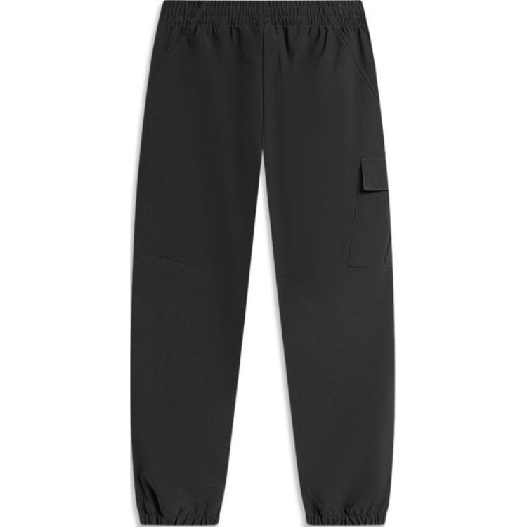 Li Ning Sports Lifestyle Series Solid Color Mid Waist Comfortable Breathable Fleece Lined Warm Jogger Knit Pants Men Bottoms Black AYKT735-1