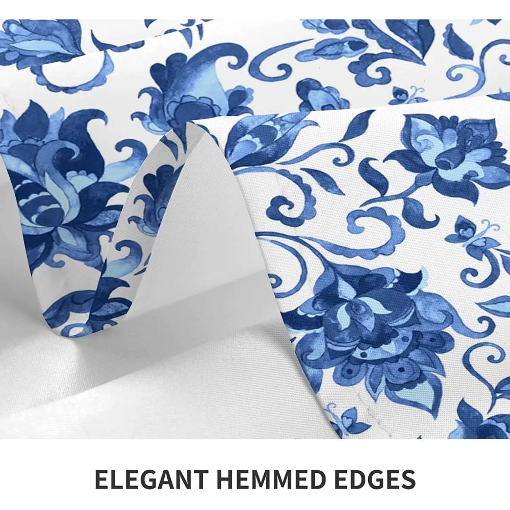 Blaues Florales Rechteck Wasserdichte Tischdecke Geeignet Für Café Restaurant Tischdecke Picknickdecke Party Tischdecke