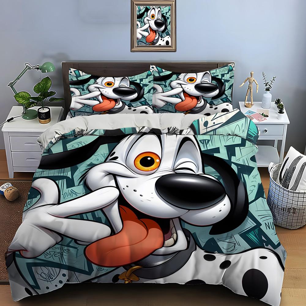 Cartoon Dalmatiner Verspielter Ausdruck Muster Bettwäsche Set für Kinder Luxuriöses Geschenk 3tlg Digitaldruck Bettdecken Set Weich Bequem