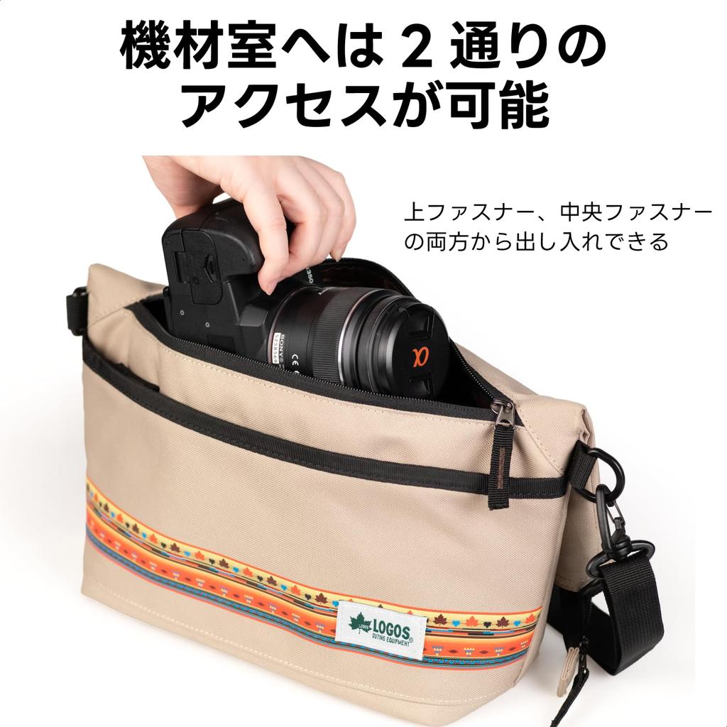 KENKO LOGOS Camera Bag, Shoulder Tote, Medium, Khaki, Made with Recycled PET, 821176