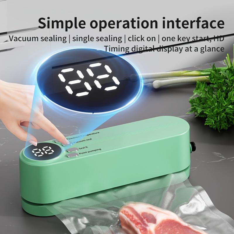1-teiliges multifunktionales automatisches Lebensmittel-Vakuumgerät, tragbares kabelloses Vakuumiergerät mit Versiegelung für Snackbeutel, externer Absaugung und Aufblasfunktion