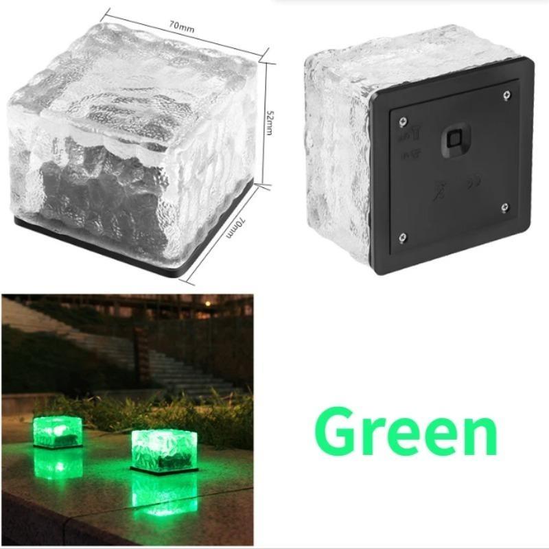 1500LM Solar Glass Brick Light Solar Ice Cube LED Light Crystal Brick Stone Lamp Garden Courtyard Pathway Patio Pool Decorative Festive