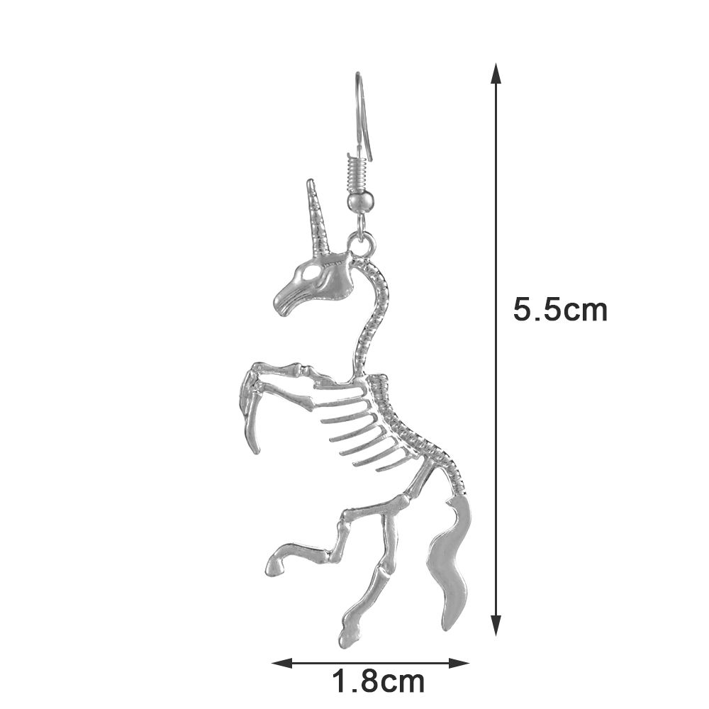 New Wedding Party Lady Women Gift Skeleton Drop Earrings Horse Pendant Novel Dangle Earrings