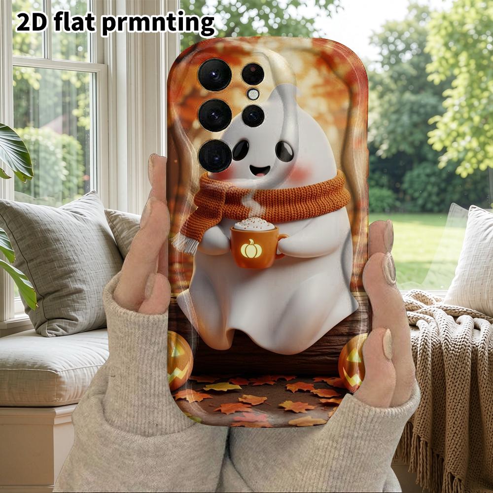 Phone Case: 2D Flat Samsung Galaxy A34 A35 M05 M06 S20 S22 S21 FE Plus 5G Protective Case, Couple Style, Cocoa Ghost, Christmas and Halloween Gifts
