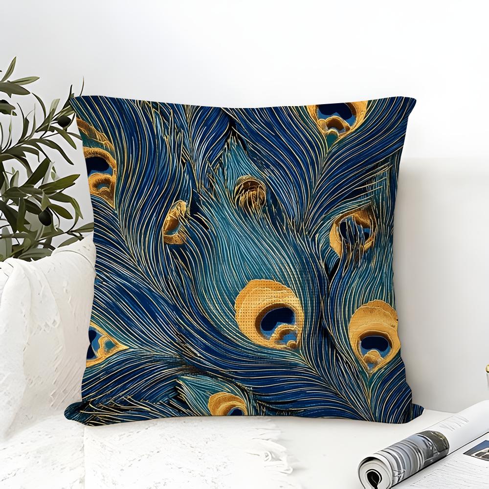 Gorgeous Vintage Peacock Texture Pillow Case linen pillow case sofa home decor cushion cover cushion cove
