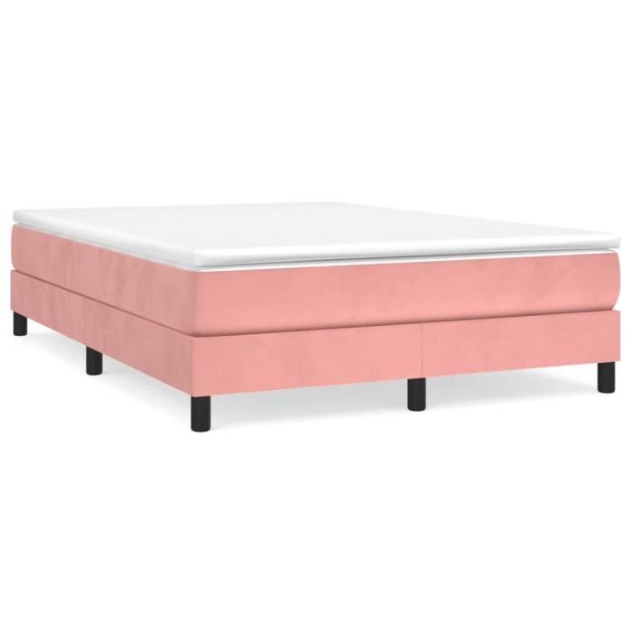 VidaXL Lit à sommier tapissier avec matelas Rose 140x190 cm Velours 3144332