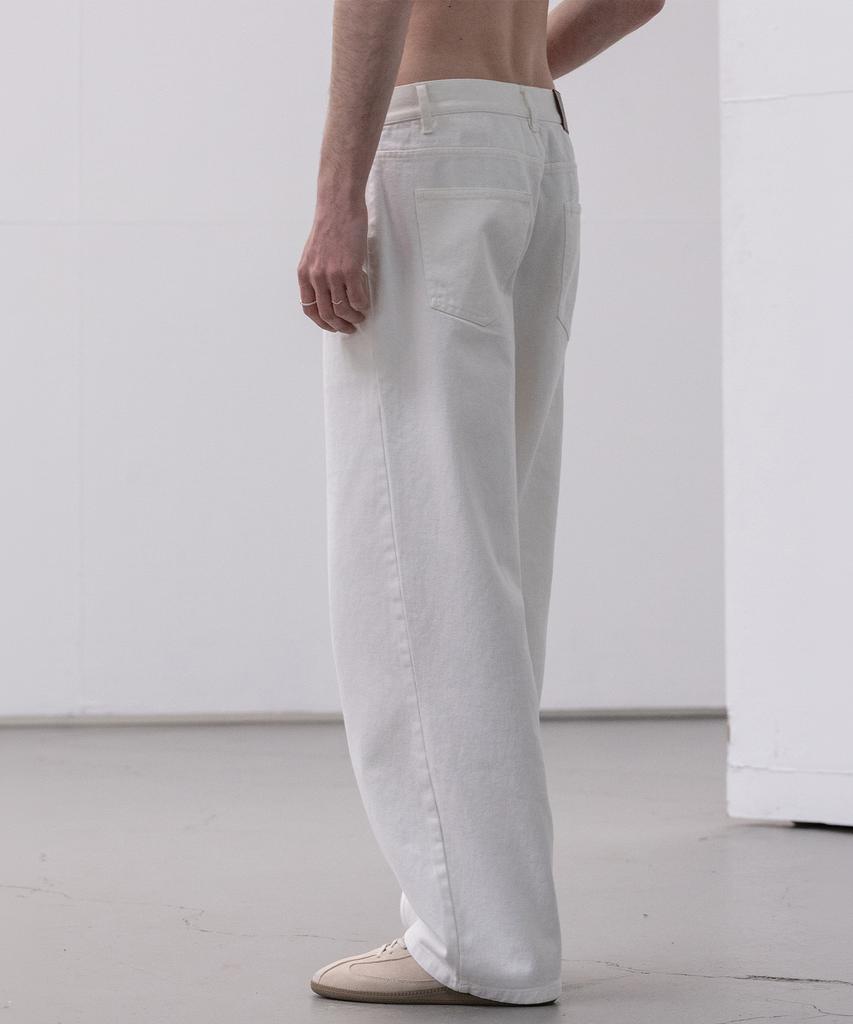 Dekkoloso Twill Cotton Semi-Wide Pants [White]