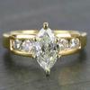 Huitan Gold Color Women Ring Inlaid Sparkling Marquise CZ Simple Versatile Party Wedding Accessories Noble Elegant Lady Jewelry