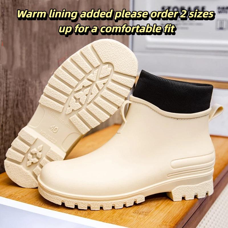 Short Rain Boots Waterproof Non-slip Ankle Rubber Shoes For Outdoor Work Kitchen