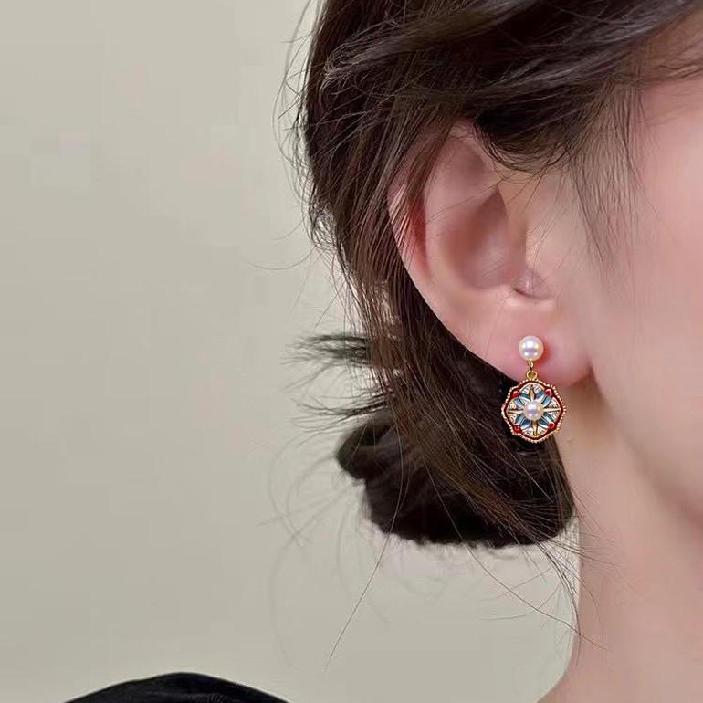 Retro High-End Süßwasserperlen Ohrstecker