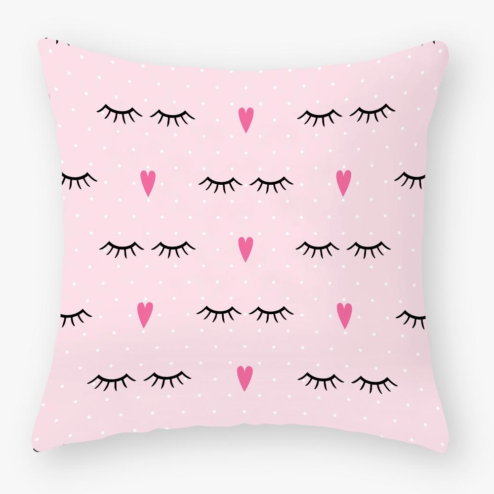 Neuer Kissenbezug mit Wimperndruck, Pfirsichleder Samt Dünner Kissenbezug, Sofakissen, Auto Lendenkissenbezug