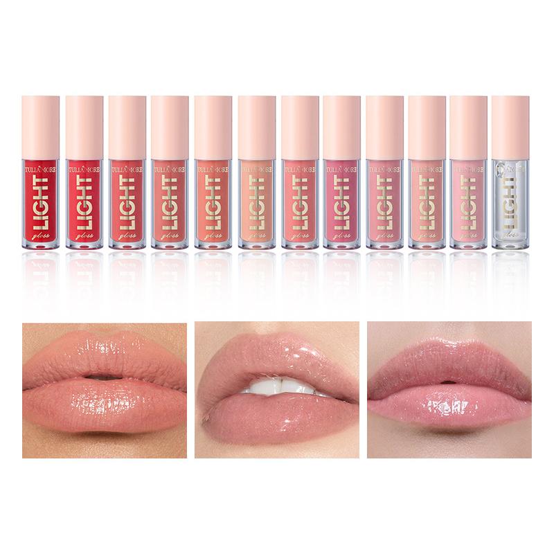 Moisturizing Candy Lip Glaze Mirror Pearl Nude Lip Gloss 12 Colors Nude Lip Oil