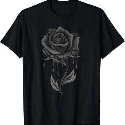 Beautiful Black Rose Goth Gothic Dark Arts Magic T-Shirt