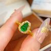 24k Sand Gold Zircon Resin Gourd Open Ring New Chinese Retro Versatile Index Finger Ring Light Luxury Niche Jewelry