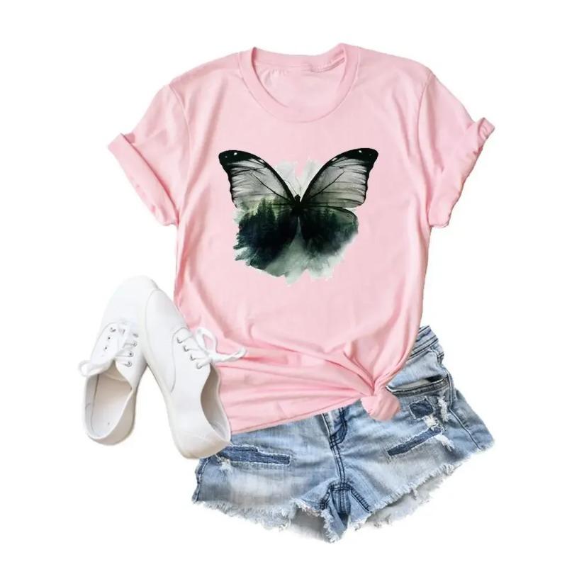 Stil Floare Fluture Tendință Îmbrăcăminte Modă Tricou Desene Animate Tricouri Vara Tricou Femei Doamnă Imprimeu Casual Grafic Top