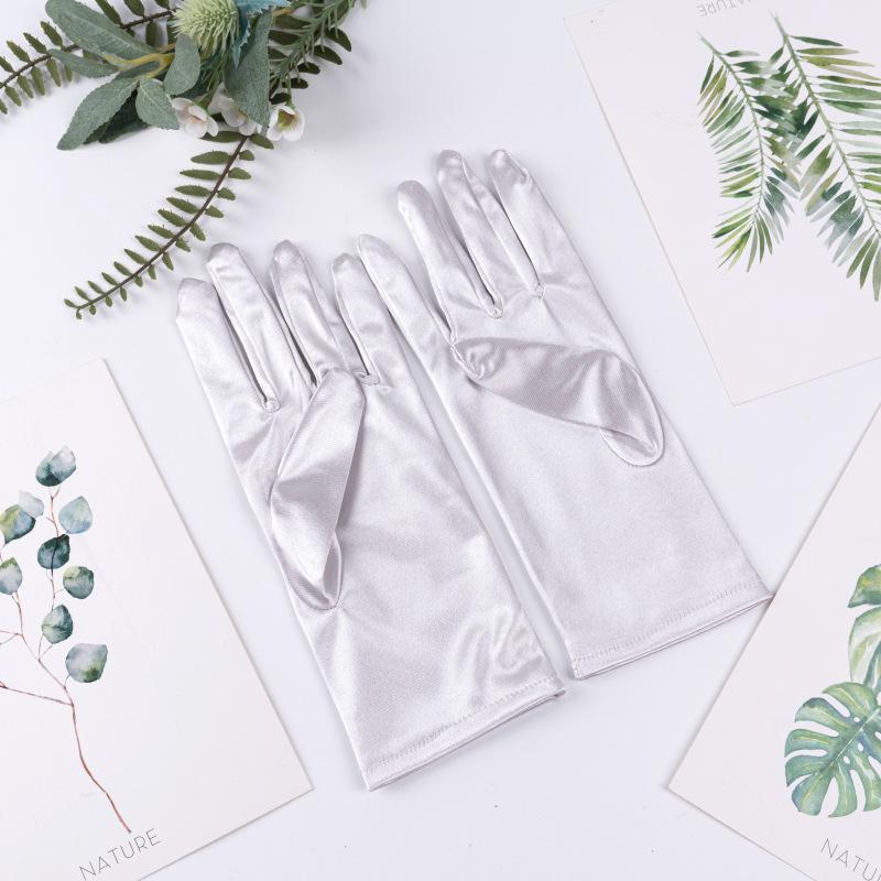 23cm 38cm 55cm Women Imitation Satin Silk Smooth Solid High Elasticity Stage Performance Dinner Etiquette Multicolor Gloves