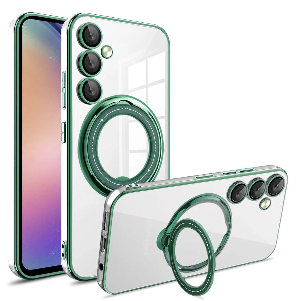 Průhledný kroužek MagSafe s magnetickým pouzdrem pro bezdrátové nabíjení pro Samsung Galaxy S24 S23 Ultra Plus FE A55 A35 A15 A54 A34 A14 5G