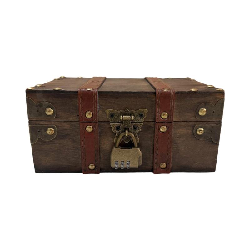 Wooden Decorative Box for Jewelry Storage and Display Cabinet Keepsakes Chest with Lock Mechanism Trinket Organiser