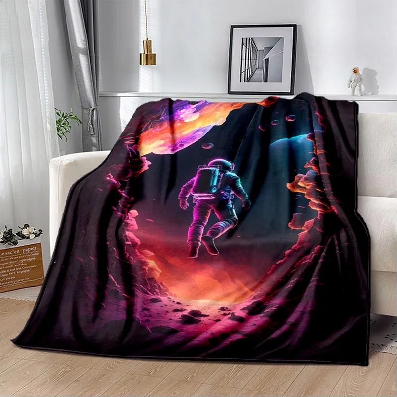 3D Outer Space Astronaut Universe Spaceman Cartoon Blanket,Soft Throw Blanket for Home Bedroom Bed Sofa Office Cover Blanket Kid