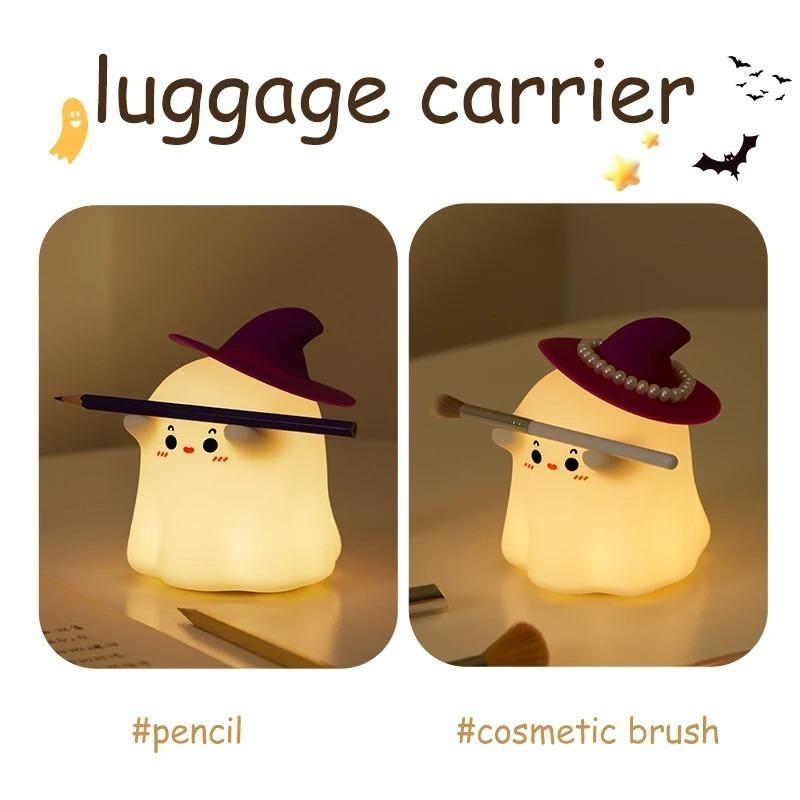 Cute Magician Night Light USB Rechargeable Bedside Nightlights Dimming For Children's Halloween Party Holiday Gifts Bedroom Deco