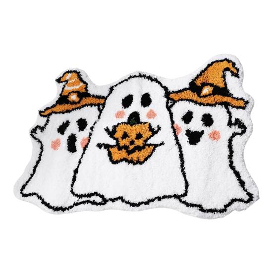 Floor Mat Absorbent Ghost Bathroom Rug Non-Slip Pumpkin Shower Mat