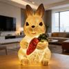 Resin Bunny Figurine Light Up Bunny Holding Carrot Statue Easter Rabbit Sculpture for Spring Farmhouse Home Table Decor