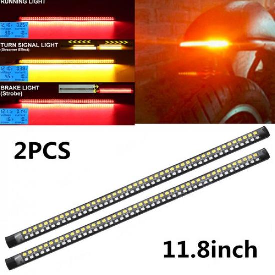 

2Pc 11.8inch Motorcycle ATV LED Rear Turn Signal Brake Stop Light DRL Waterproof